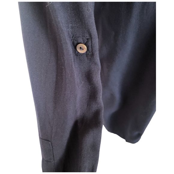 Soft Surroundings Long Line Button Down Assymetrical Flowy Tunic Shirt Dress M - Picture 4 of 16